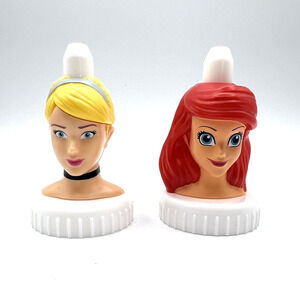 Good 2 Grow Juice Topper Lot of 2 Disney Princess Cinderella & Ariel NICE COND